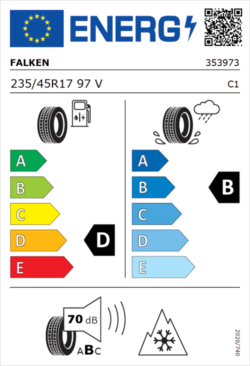 Tyre Label for Falken Eurowinter HS02 Pro 235/45R17 97V
